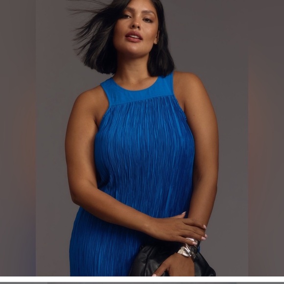 Anthropologie Plissé Maxi Dress in Cobalt Blue size 2X - Picture 5 of 12